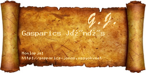 Gasparics Jónás névjegykártya